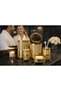 Luxury 5-Piece Bathroom Set with Gold Details, Stylish Cage Model, Cream Color Toothbrush Holder, Liquid Soap Dispenser, Etc. - 6
