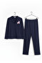 Women's Rabbit Figure Pocket Printed Milan Fabric 100% Cotton Pajama Set - 6