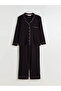 Lcw Dream Black Shirt Collar Women's Pajamas Set - 4