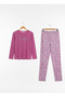 Women's Crew Neck Milan Fabric Printed 100% Cotton Pajama Set - 6