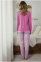 Women's Crew Neck Milan Fabric Printed 100% Cotton Pajama Set - 4