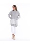 Women's Half Fisherman Stripe Detailed Soft Textured Knitwear Tunic - 3