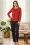 Women's Crew Neck Milan Fabric Printed 100% Cotton Pajama Set