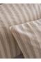 Beige Striped Double Duvet Cover Set (S6) - 4