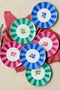 Candy Mix 6-Person 19 cm Premium Porcelain Cake Plate Set Green-Blue-Pink Floral Print