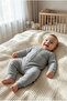 Gray Ribbed Cotton Baby Romper with Front Snap Fasteners - Comfortable Sleep and Daily Wear Bodysuit - 5