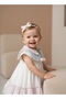 Baby girl's toddler dress with bow and flower detail, double collar, ruffled, 9-24 months - 3