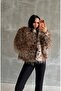 Women's Brown Leopard Pattern Premium Fur