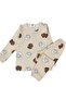 Unisex Children's Pajama Set Dog Pattern 100% Cotton Reported Interlock Fabric Crew Neck Long Sleeves - 2