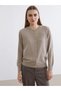 Brown Crew Neck Women's Knitwear Cardigan (S6)