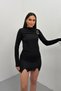 Women's Blouse with Gold Buckle Detail, Gathered, Long Sleeves, Sandy Fabric, Lycra, Elegant Blouse - 4