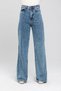 Lora 90's Blue Snow Palazzo Jean Women's Wide Leg Power Lycra High Waist Gathering Jeans - 2