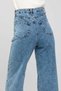 Lora 90's Blue Snow Palazzo Jean Women's Wide Leg Power Lycra High Waist Gathering Jeans - 3