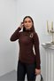 Women's Blouse with Gold Buckle Detail, Gathered, Long Sleeves, Sandy Fabric, Lycra, Elegant Blouse