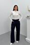 Women's Blouse with Gold Buckle Detail, Gathered, Long Sleeves, Sandy Fabric, Lycra, Elegant Blouse - 3