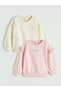 Peak New Season Crew Neck Embroidered Girls' Sweatshirt 2-Piece Set