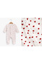 Baby Girl Single Heart Patterned Cotton Fabric Jumpsuit - 2