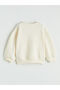Lcw Kids Ecru Crew Neck Embroidered Girls' Sweatshirt 2-Piece Set S6M922Z1 - 5