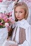 Girl's Brown Chanel Dress with Ruffle Detail on the Chest and Waist, Buttoned Throughout - 5