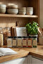 Set of 6 Black Lidded Square Glass Spice Jars with Labels - Salt and Pepper Shaker Set - 4