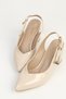 Women's Beige Patent Leather Women's Heeled Shoes Pc-55796
