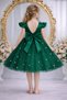 Girl's Emerald Green Ruffle Sleeve Satin Dress with Pearls Graduation Birthday Evening Dress - 2