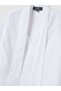 White pure cotton regular fit shirt with ribbon collar - 6