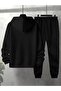 Unisex Printed Zippered Cardigan Sweatshirt and Jogger Sweatpants - Top and Bottom Set - 2