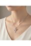 Silver Color Sword Motif Pink Stone Stainless Steel Necklace