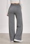 Women's Gray High Waist Stretchy Knitwear Wide Leg Palazzo Trousers - 3