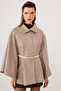 Women's Belted Cashmere Poncho Cold Coffee - Mocha / Sevde Ugur - 6