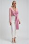 Deep v-neck crop blazer jacket with big bow detail 6188 - 4