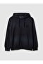 Black cotton blend oversized fit hooded sweatshirt