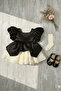 Ecru Rose Black Satin Puffy Girls' Baby Evening Dress - 2