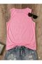 Flowers Patterned Women's Cotton Off-The-Shoulder (Sleeveless) Summer T-Shirt - 2
