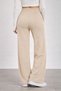 Women's Beige High Waist Stretchy Knitwear Wide Leg Palazzo Trousers - 4
