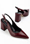 Burgundy Pointed Toe Classic Women's Block Heel Shoes - 5