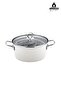 Crispella 22 cm Enamel Frying Pan with Glass Lid - White - 2