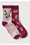 Boy's Pink - Burgundy Disney Printed Patterned Socks
