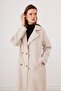 Women's Cashmere Double-Breasted Collared Buttoned Lined Coat – Casual & Stylish – Cream - Sevde Ugur - 6