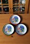 16 cm 3 Pieces 3 Colors Enamel Plate Coffee Plate for 3 People, Service Plate Snack Plate, Gift