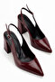 Burgundy Pointed Toe Classic Women's Block Heel Shoes - 4