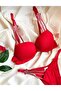Red Stone Detailed Padded Lingerie Set - 3