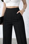 Women's Black Modal Fabric High Waist Palazzo Trousers - 5