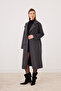 Women's Cashmere Double-Breasted Collared Buttoned Lined Coat – Casual & Stylish – Anthracite - Sevde Ugur - 4