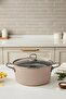 Crispella 22 cm Enamel Frying Pan with Glass Lid - Brown