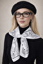 Women's Scarf Satin Ethnic Pattern Silky Black and White - Bandana
