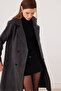 Women's Cashmere Double-Breasted Collared Buttoned Lined Coat – Casual & Stylish – Anthracite - Sevde Ugur - 5