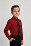 Boy's Long Sleeve Red Shirt and Black Tie Set - 2