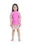 Girls Kids Rashguard Short Sleeve - Pink Rosey Flowers - 4